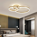 Lustra LED cu telecomanda RINOVA 72W, 2 Cercuri, lumina Rece/Calda/Neutra, Dimabila, Auriu Lucios