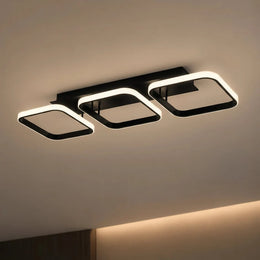 Lustra LED VERTEX 34W, 3 Patrate, Liniara, lumina Rece/Calda/Neutra, Neagra