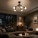 Lustra Modernist Penta 5, 5x E27, Negru, Design Modern - 12_LC366-5BK.png