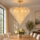 Candelabru Cristal Ander, 8xE14, Diametru 70 cm, Auriu, Metal si Cristal