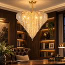 Candelabru Cristal Ander, 8xE14, Diametru 70 cm, Auriu, Metal si Cristal