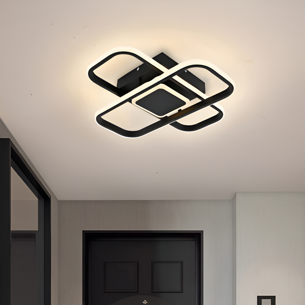 Lustra LED cu telecomanda ANICA 52W, 2 Elemente, lumina Rece/Calda/Neutra, Dimabila, Negru