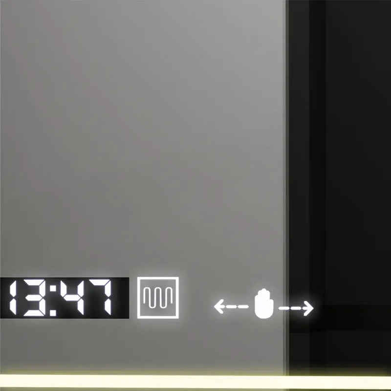 Oglinda LED Rectangulara, 110x65cm, Venezia Senzor MotionGlow Marcello, Sistem Dezaburire, Ceas & Termometru, Dimabila