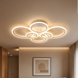 Lustra LED cu telecomanda BETTY 82W, 6 Cercuri, lumina Rece/Calda/Neutra, Dimabila, Alb Lustre LED cu Telecomanda Default Title Alessandro Design