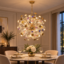 CC372-600GD product gallery cover: FloraLux 32xG4 gold crystal chandelier in a dining room