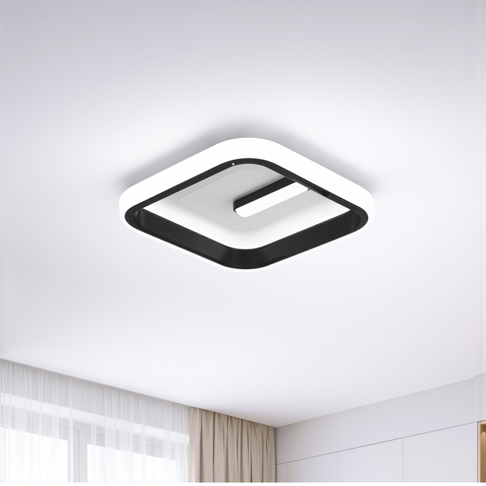 Lustra LED VICTORIA 19W, Patrata, lumina Rece/Calda/Neutra, Negru, Alb