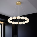 Lustra LED suspendata FAUSTO II, 42W, lumina Rece/Calda/Neutra, Inaltime Reglabila, Auriu Lustre Moderne Default Title Alessandro Design