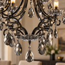 Candelabru Cristal BARO Regalis, Φ80cm, 8xE14, Inaltime Reglabila, Metal si Cristal, Negru