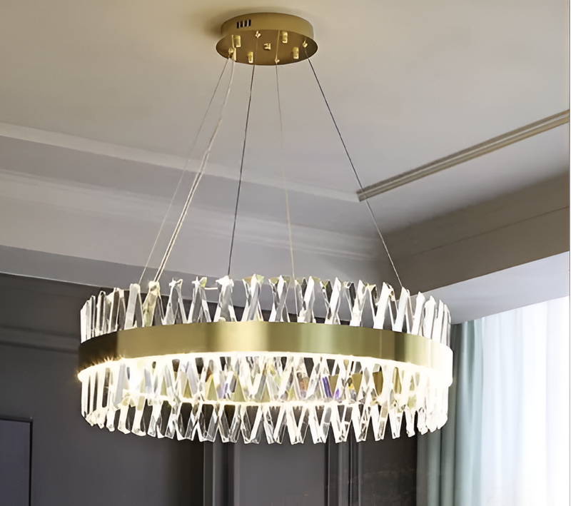 Candelabru LED Alessandro cu Telecomandă, 68W, Dimabil, 3000K/4000K/6000K,Diametru 60cm, Auriu