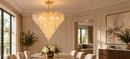 Candelabru Cristal Ander, 8xE14, Diametru 70 cm, Auriu, Metal si Cristal