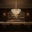 Candelabru Cristal JARDIN Magno 14xE14, Diametru 60cm, Inaltime 35cm, Auriu Lucios, Inaltime Reglabila, Design Elegant Candelabre Cristal Default Title Alessandro Design