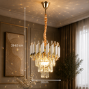 Candelabru Cristal VERSAILLES Petito 3xE14, Diametru 30cm, Auriu Lucios si Alb, Inaltime Reglabila, Metal si Cristal