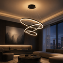 Lustra LED suspendata cu telecomanda CASIANA 85W, 3 Cercuri, lumina Rece/Calda/Neutra, Dimabila, Negru, Inaltime Reglabila Lustre LED cu Telecomanda Default Title Alessandro Design