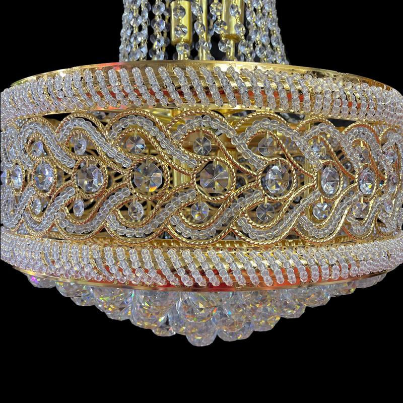 Candelabru Cristal CC718/400, 11x E14, Diametru 40cm, Auriu Lucios