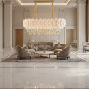 Candelabru Cristal PETAL Regalis 12xE14, 80x30 cm, Auriu, Inaltime Reglabila, Metal si Cristal