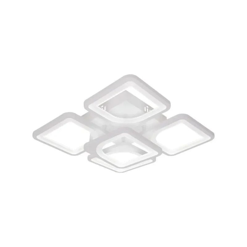Lustra LED cu telecomanda ZOE 96W, 5 Patrate, lumina Rece/Calda/Neutra, Dimabila, Alb