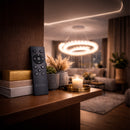 Lustra LED cu Telecomanda  LT188WH, Cristal si Metal, 40W, Dimabila, Inaltime Reglabila, Lumina Rece/Calda/Neutra, Iluminat Luxos