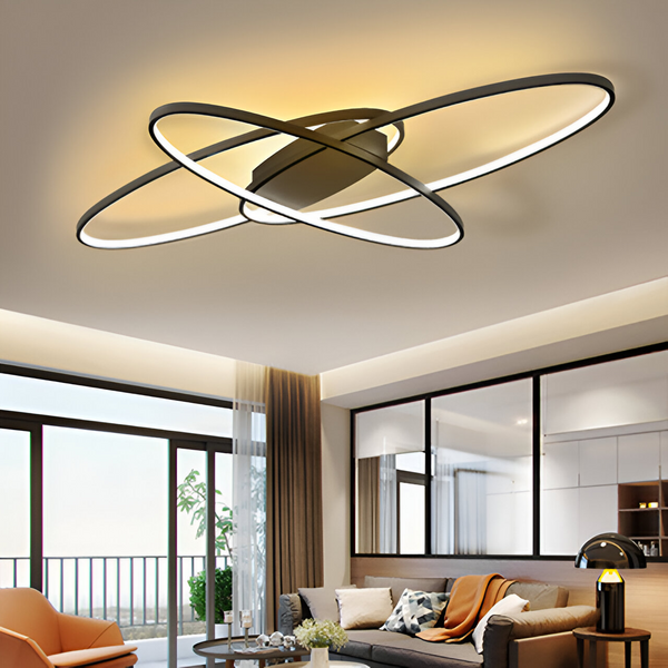 Lustra LED cu telecomanda ORBITA 140W, 3 Elemente, Ovala, lumina Rece/Calda/Neutra, Dimabila, Negru