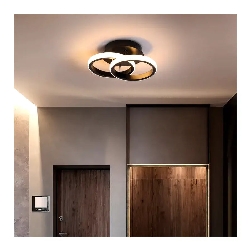 Lustra LED VERTEX CIRCULA 24W, 2 Cercuri, lumina Rece/Calda/Neutra, Negru