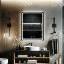 Oglinda LED Touch Favola Sistem Dezaburire Rama Neagra Ceas si Temperatura 75x90 cm Colectia Marcello Funghi - LEDS