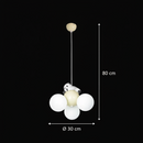 Lustra PANDA, 3xG9, D30 cm, Metal Rasina, Alb Auriu