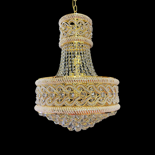 Candelabru Cristal CC718/400, 11x E14, Diametru 40cm, Auriu Lucios