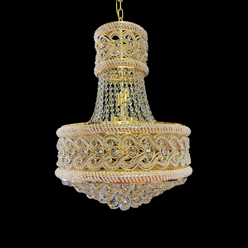 Candelabru Cristal CC718/400, 11x E14, Diametru 40cm, Auriu Lucios