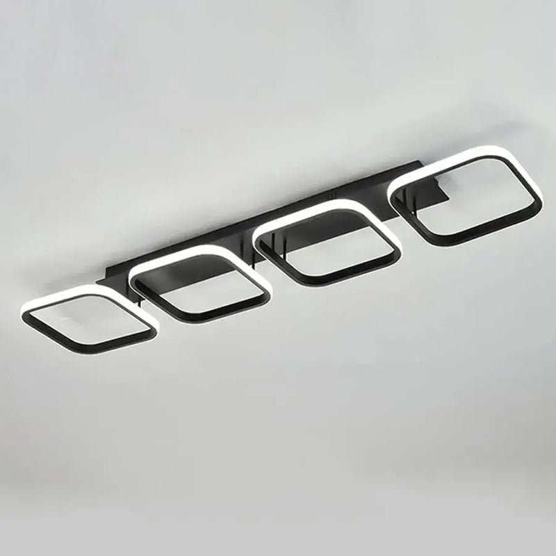 Lustra LED VERTEX 50W, 4 Patrate, Liniara, lumina Rece/Calda/Neutra, Neagra
