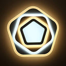 Lustra LED cu Telecomanda PENTAGON 59W, 40cm, Lumina Rece/Calda/Neutra 3000K/4000K/6000K, Alb, Metal si Acril