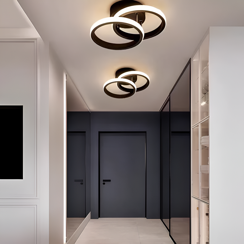 Lustra LED VERTEX CIRCULA 24W, 2 Cercuri, lumina Rece/Calda/Neutra, Negru