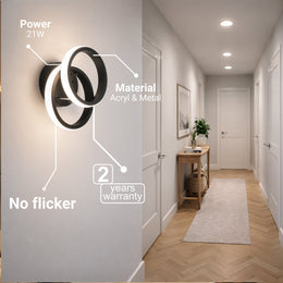Lustra LED VERTEX CIRCULA 21W, 2 Cercuri, Rame Metalice, lLumina Rece/Calda/Neutra 3000K/4000K/6000K, Negru, Metal Lustre LED Default Title Alessandro Design
