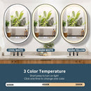 Oglinda LED cu Dulap, Ovala, 50x80cm, Rama Neagra, Spatiu de Depozitare