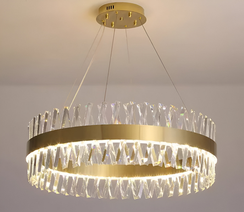 Candelabru LED Alessandro cu Telecomandă, 68W, Dimabil, 3000K/4000K/6000K,Diametru 60cm, Auriu
