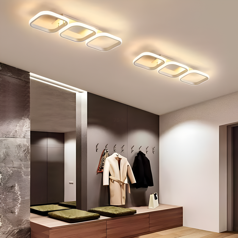 Lustra LED VERTEX 18W, 3 Patrate, Liniara, lumina Rece/Calda/Neutra, Alb