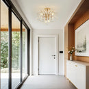 Candelabru Cristal Fiamma, 6x E14, Diametru 45cm, Auriu, Metal si Cristal