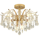 Candelabru Cristal Fiamma, 6x E14, Diametru 45cm, Auriu, Metal si Cristal