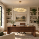 Candelabru Modern cu Cristal, Telecomanda, PRUGU, 65W, Lumina Calda/Neutra/Rece, Lungime 35 cm, Auriu, Inaltime reglabila