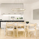 Lustra LED Suspendata, ANINA, 34W, 1 Cerc, Diametru 50cm, Lumina Rece/Calda/Neutra 3000K/4000K/6000K, Dimabila, Auriu Lucios Alb, Inaltime Reglabila, Metal si Acril