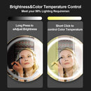 Oglinda LED cu Dulap, Rotunda, 50x50cm, Dezaburire, Lumina Rece/Calda/Neutra, Rama Neagra, Spatiu de Depozitare