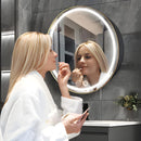 Oglinda LED cu Dulap, Rotunda, 50x50cm, Dezaburire, Rama Neagra, Spatiu de Depozitare