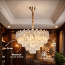 Candelabru Cristal WINDSOR Eleganza 8x E14, Diametru 39cm, Auriu Lucios, Inaltime Reglabila, Metal si Cristal Candelabre Cristal Default Title Alessandro Design