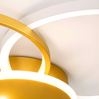 Lustra LED cu telecomanda KILLIAN 80W, 4 Cercuri, lumina Rece/Calda/Neutra, Dimabila, Auriu