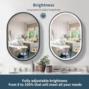 Oglinda LED cu Dulap, Ovala, 50x80cm, Dezaburire, Lumina Rece/Calda/Neutra, Rama Neagra, Spatiu de Depozitare