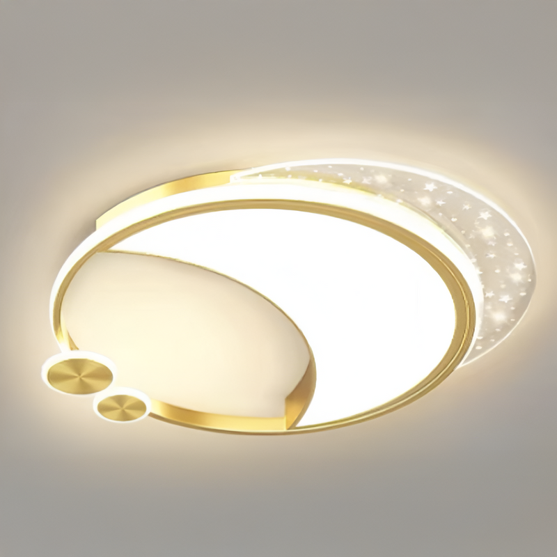 Lustră LED Marco cu Telecomandă, 51W, Dimabilă, Auriu, Metal, Acril și Sticlă, 3000K/4000K/6000K