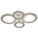 Lustra LED cu telecomanda si cristal NOVA ROTONDA RGB 82W, 4 Cercuri, lumina Rece/Calda/Neutra, Dimabila, Alb