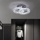 Lustra LED si cristal ZABINA 32W, 2 Cercuri, lumina Rece/Calda/Neutra, Dimabila, Crom Lucios