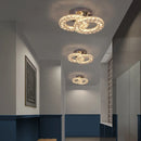 Lustra LED si cristal ZABINA 32W, 2 Cercuri, lumina Rece/Calda/Neutra, Dimabila, Crom Lucios