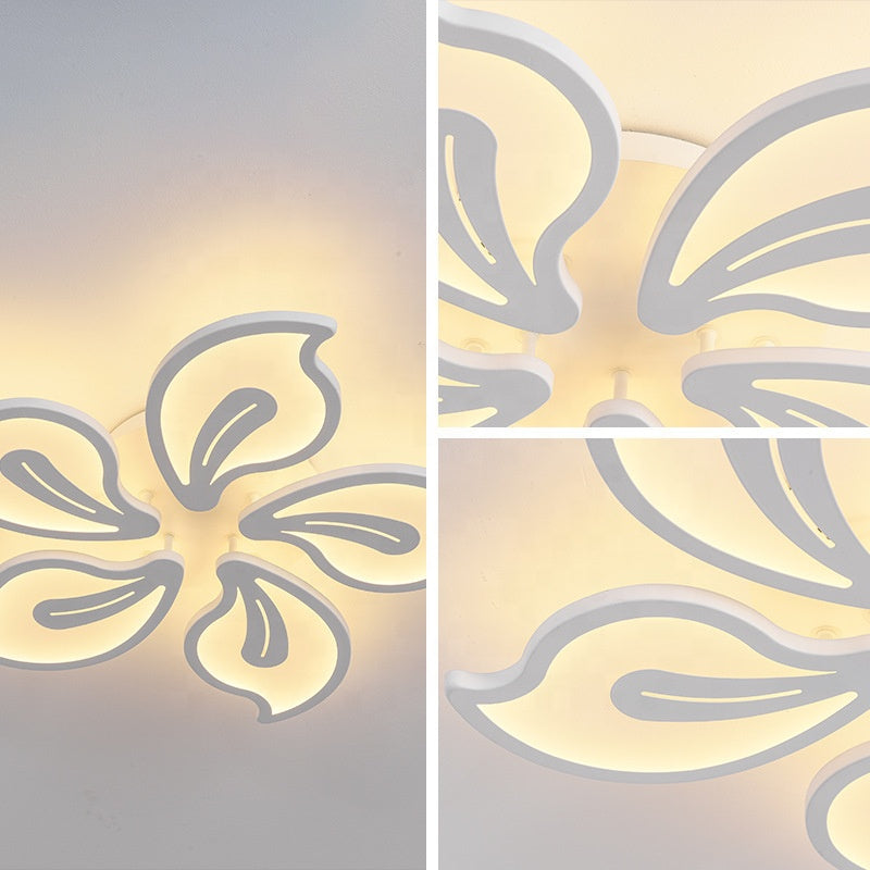 Lustra LED cu telecomanda JASMINE 73W, 5 Petale, lumina Rece/Calda/Neutra, Dimabila, Alb