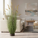 Planta Artificială Iarbă Ornamentală Tip Coadă de Pisicǎ, 150 cm, 17 tulpini, iarbă curbată și spice, Verde, Fara Ghiveci