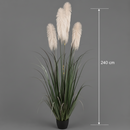 Planta Artificială Iarbă Ornamentală, 240cm, cu 5 fire, Stuf si Iarba, Verde si Gri, Fara Ghiveci